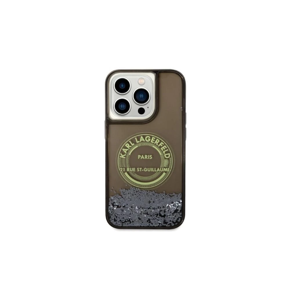 Karl Lagerfeld KLHCP14XLCRSGRK iPhone 14 Pro Max 6,7″ juodos spalvos kietas dėklas Liquid Glitter RSG
