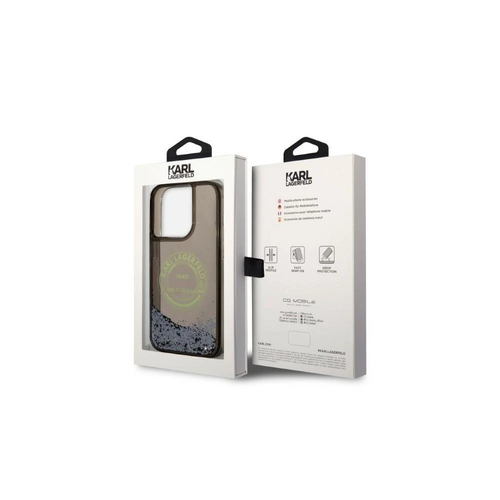 Karl Lagerfeld KLHCP14XLCRSGRK iPhone 14 Pro Max 6,7″ juodos spalvos kietas dėklas Liquid Glitter RSG