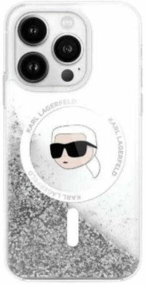 Karl Lagerfeld KLHMP16LLGKISGH Apple iPhone16 Pro 6.3″ kietas dėklas skaidrus Liquid Glitter Karl Head Magsa