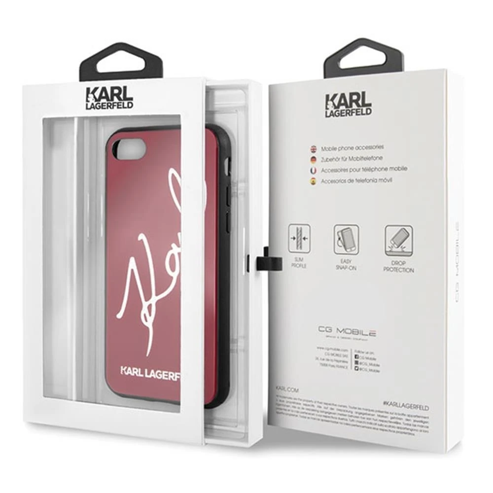 Karl Lagerfeld KLHCI8DLKSRE Apple iPhone 7/8SE 2020 / SE 2022 red kietas dėklas Signature Glitter
