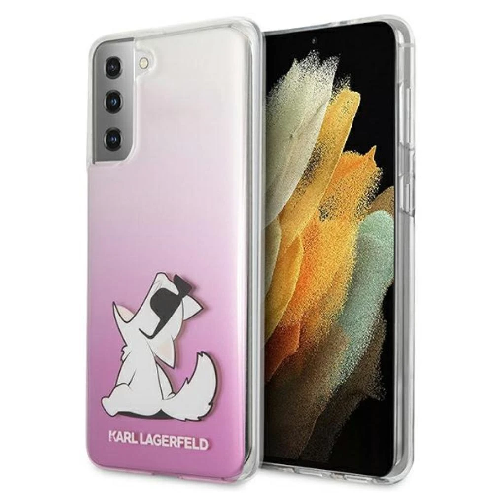 Karl Lagerfeld KLHCS21LCFNRCPI S21 Ultra G998 kietas dėklas rožinės spalvos Choupette Fun
