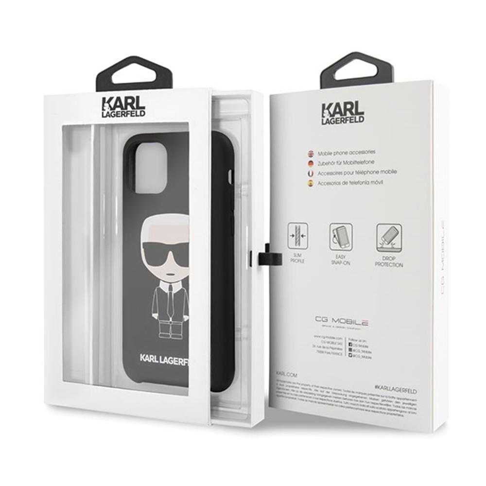 Karl Lagerfeld KLHCN58SLFKBK iPhone 11 Pro kietas dėklas juodas / juodas silikoninis ikoninis