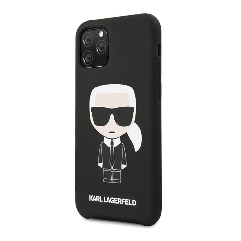 Karl Lagerfeld KLHCN58SLFKBK iPhone 11 Pro kietas dėklas juodas / juodas silikoninis ikoninis