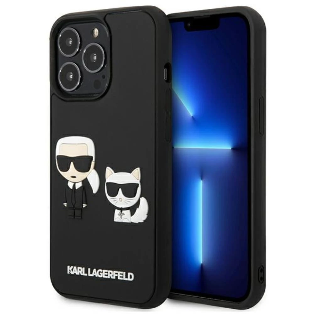 Dėklas Karl Lagerfeld KLHCP13L3DRKCK iPhone 13 Pro / 13 6.1" juodas/juodas hardcase Karl&Choupette Ikonik 3D