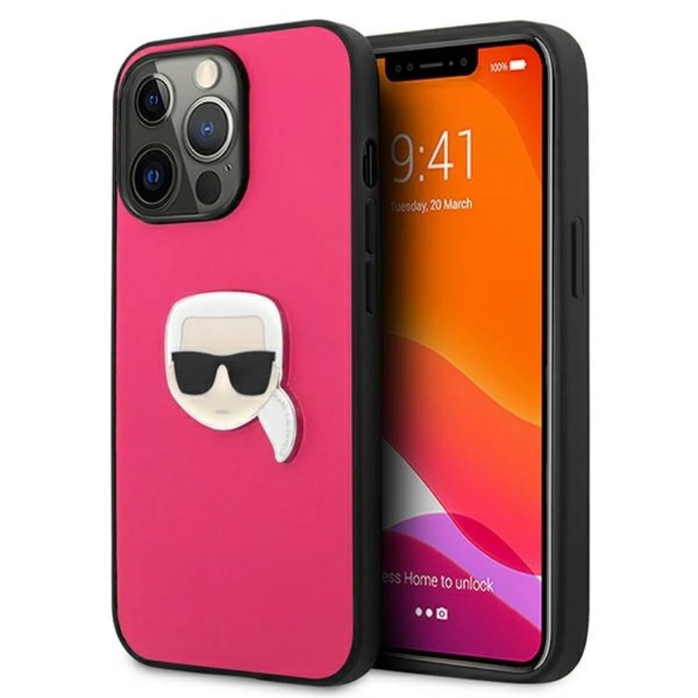 Dėklas KLHCP13LPKMP Karl Lagerfeld PU Leather Karl Head Case for iPhone 13 Pro Rožinė (Rožinė)