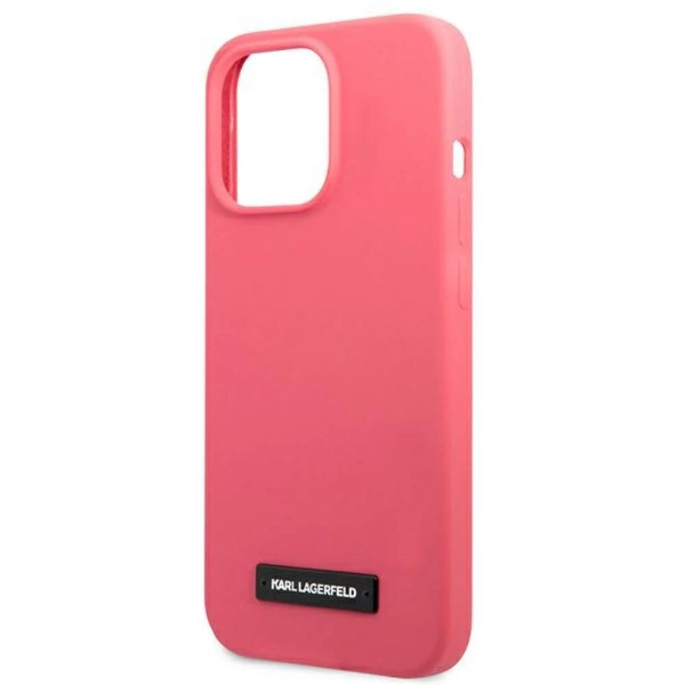 Karl Lagerfeld KLHCP13LSLMP1PI Apple iPhone 13 Pro / 13 6,1″ kietas dėklas fuchsia Silicone Plaque