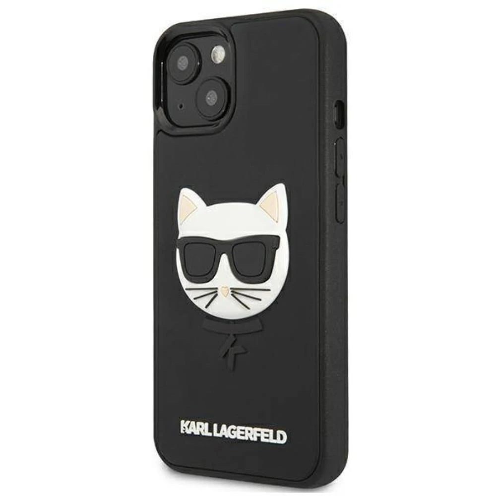 Karl Lagerfeld KLHCP13SCH3DBK 13 mini 5,4″ juodos spalvos kietas dėklas 3D Rubber Choupette
