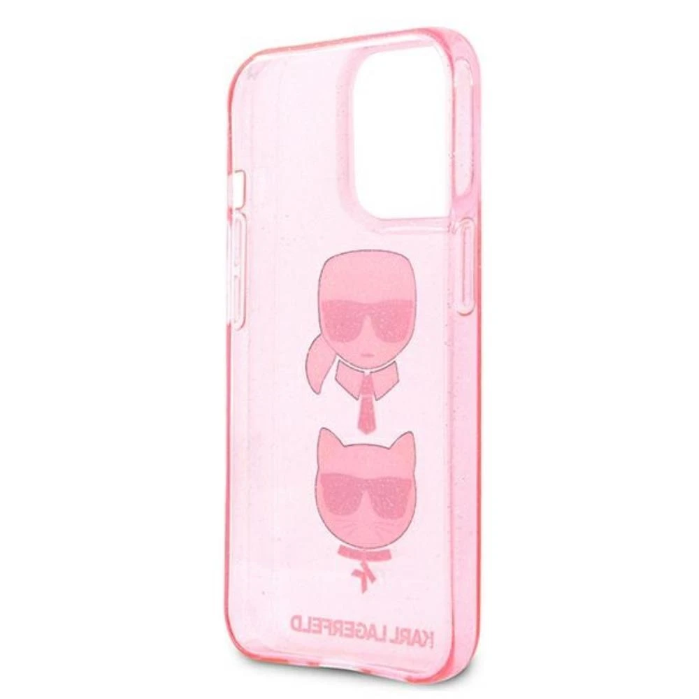 Karl Lagerfeld Case iPhone 13 / 13 Pro 6.1 KLHCP13LKCTUGLP kietas dėklas, rožinis blizgus Karl's – Choupette