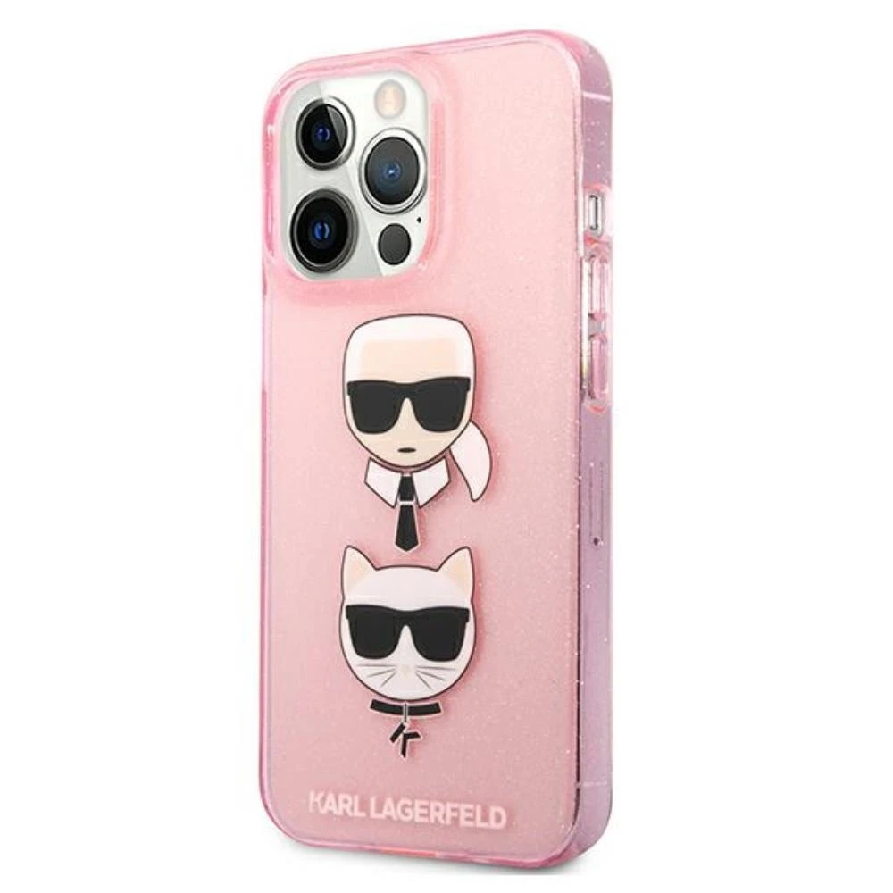 Karl Lagerfeld Case iPhone 13 / 13 Pro 6.1 KLHCP13LKCTUGLP kietas dėklas, rožinis blizgus Karl's – Choupette