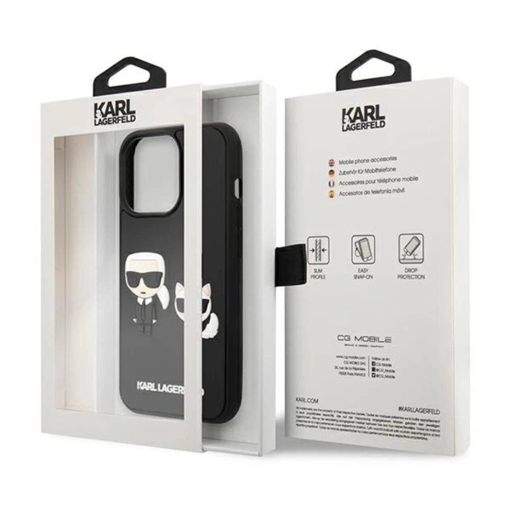 Dėklas Karl Lagerfeld KLHCP13L3DRKCK iPhone 13 Pro / 13 6.1" juodas/juodas hardcase Karl&Choupette Ikonik 3D