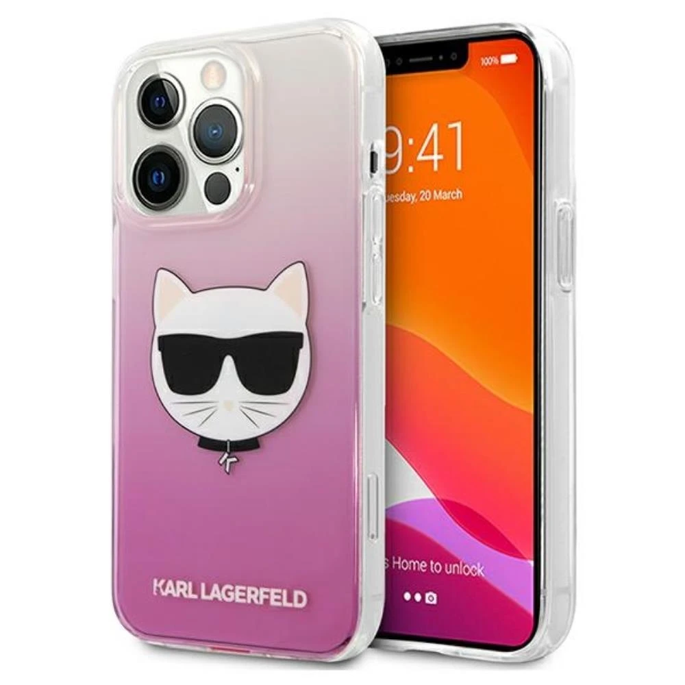 Apple iPhone 13 Pro Max Karl Lagerfeld dėklas Choupette Head (KLHCP13XCTRP) rožinės spalvos