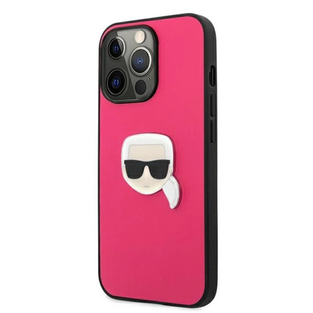 Dėklas KLHCP13LPKMP Karl Lagerfeld PU Leather Karl Head Case for iPhone 13 Pro Rožinė (Rožinė)
