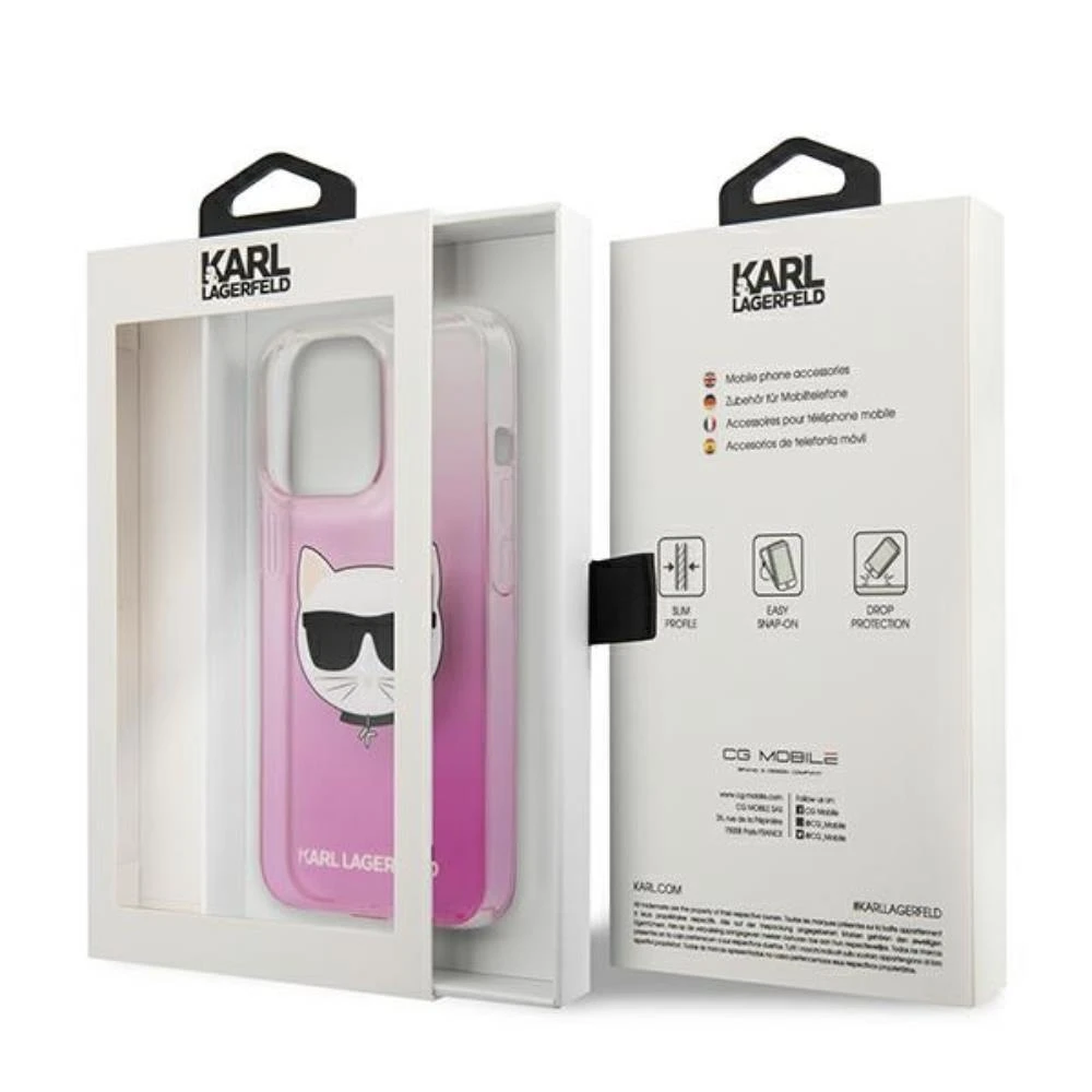 Apple iPhone 13 Pro Max Karl Lagerfeld dėklas Choupette Head (KLHCP13XCTRP) rožinės spalvos