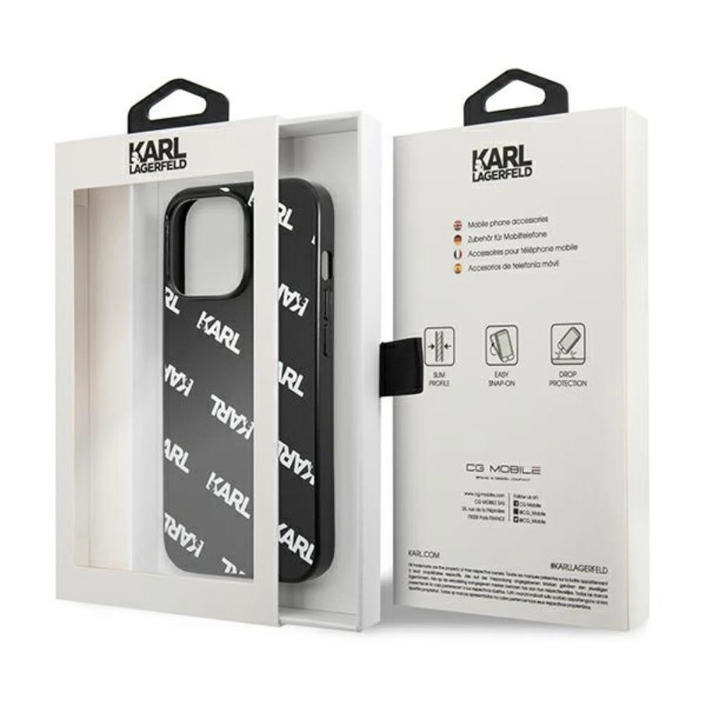 Karl Lagerfeld KLHCP13LPULMBK3 Apple iPhone 13 Pro / 13 6,1″ kietas dėklas juodos spalvos Allover