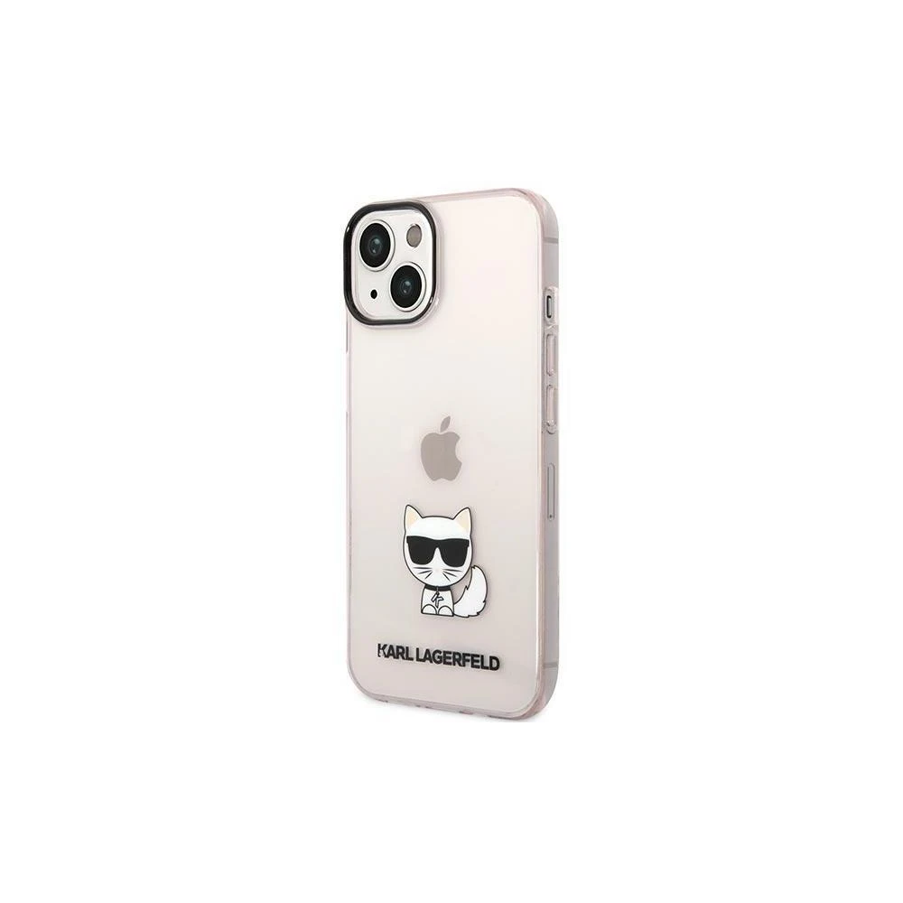 Dėklas Karl Lagerfeld Hardcase Choupette Body KLHCP14XCTTRI galinis dangtelis, Apple, iPhone 14 Pro Max, TPU, Rožinė skaidrus, 6,7 "