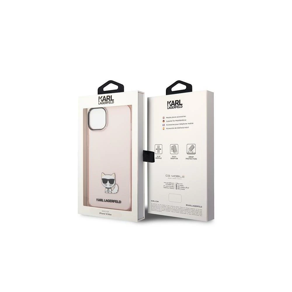 Dėklas Karl Lagerfeld Hardcase Choupette Body KLHCP14XCTTRI galinis dangtelis, Apple, iPhone 14 Pro Max, TPU, Rožinė skaidrus, 6,7 "