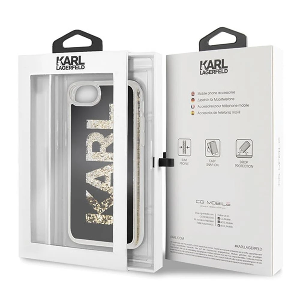 Dėklas Karl Lagerfeld Hard Case do iPhone 7/8 juoda/ Karl logo Glitter