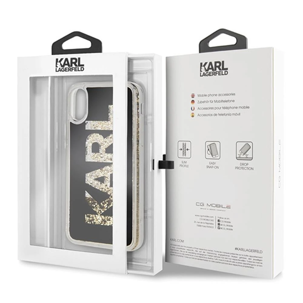 Dėklas Karl Lagerfeld Karl Logo Glitter iPhone X/Xs Case - Juodas