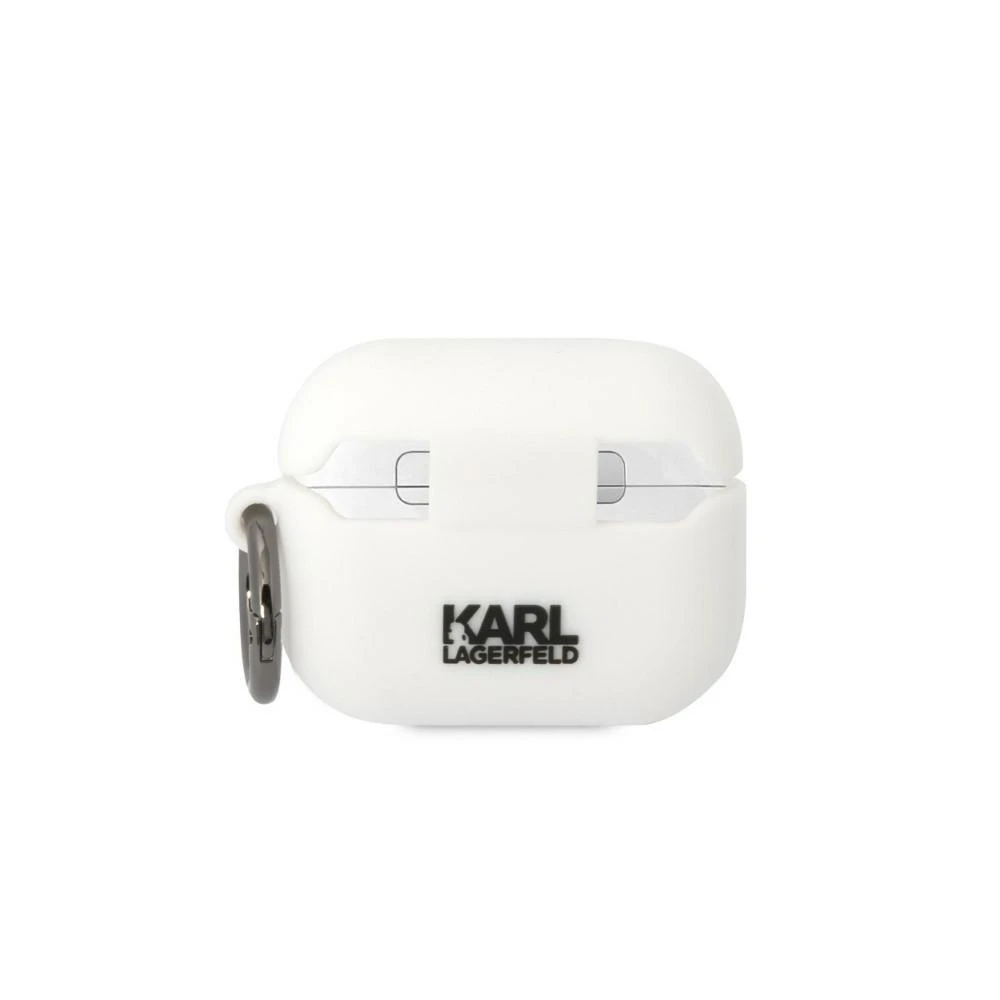 Karl Lagerfeld KLACAPSILKCW AirPods Pro dėklas, baltos spalvos, Silicone Karl & Choupette