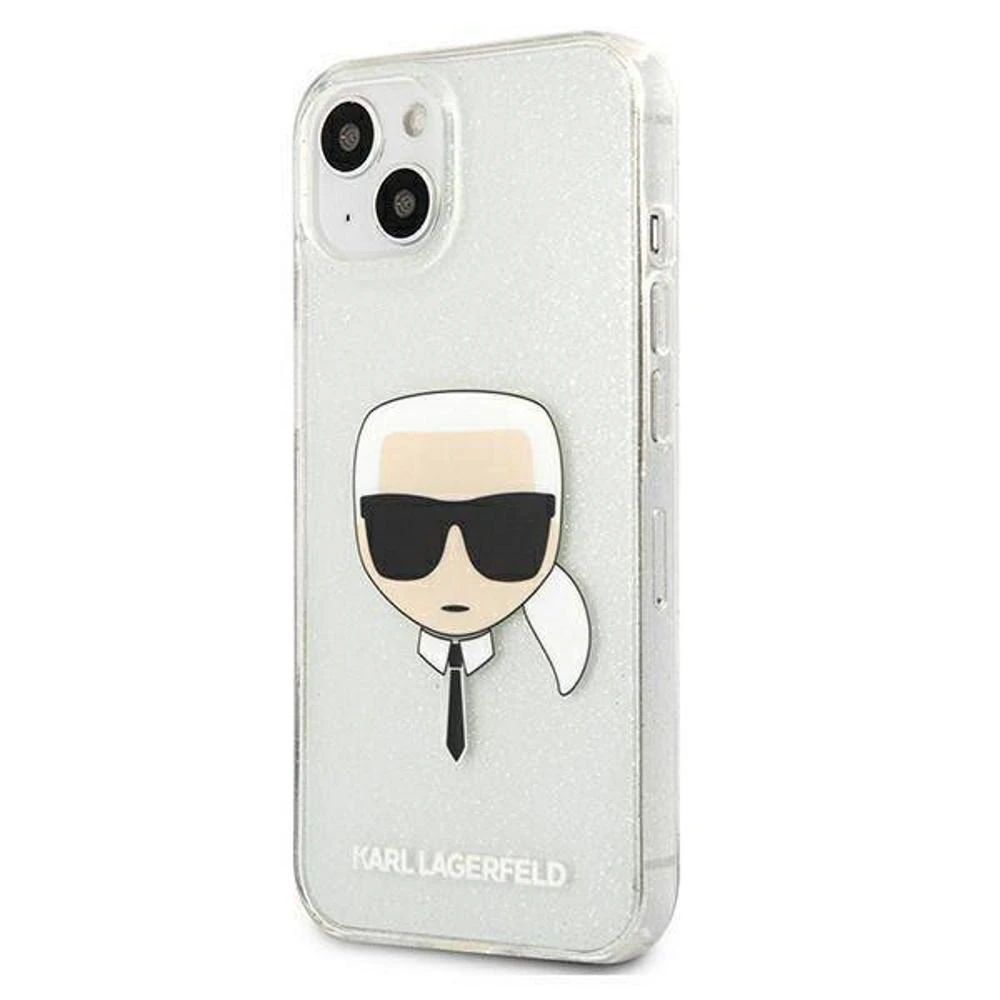 Dėklas Karl Lagerfeld HARDCASE KLHCP13SKHTUGLS IPHONE 13 MINI GLITTER KARL'S HEAD Sidabrinis