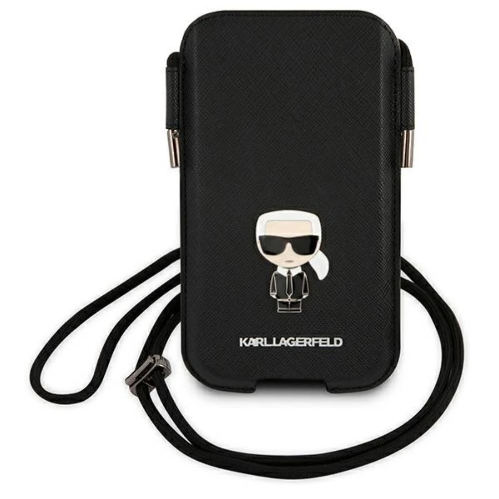 Karl Lagerfeld Torebka KLHCP12MOPHKMK6,1″ juodos spalvos kietas dėklas Saffiano Ikonik Karl`s