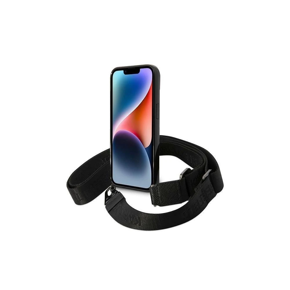 Dėklas Karl Lagerfeld Color Stripes Strap Case for iPhone 14 Plus / 15 Plus 6.7" - Rožinė