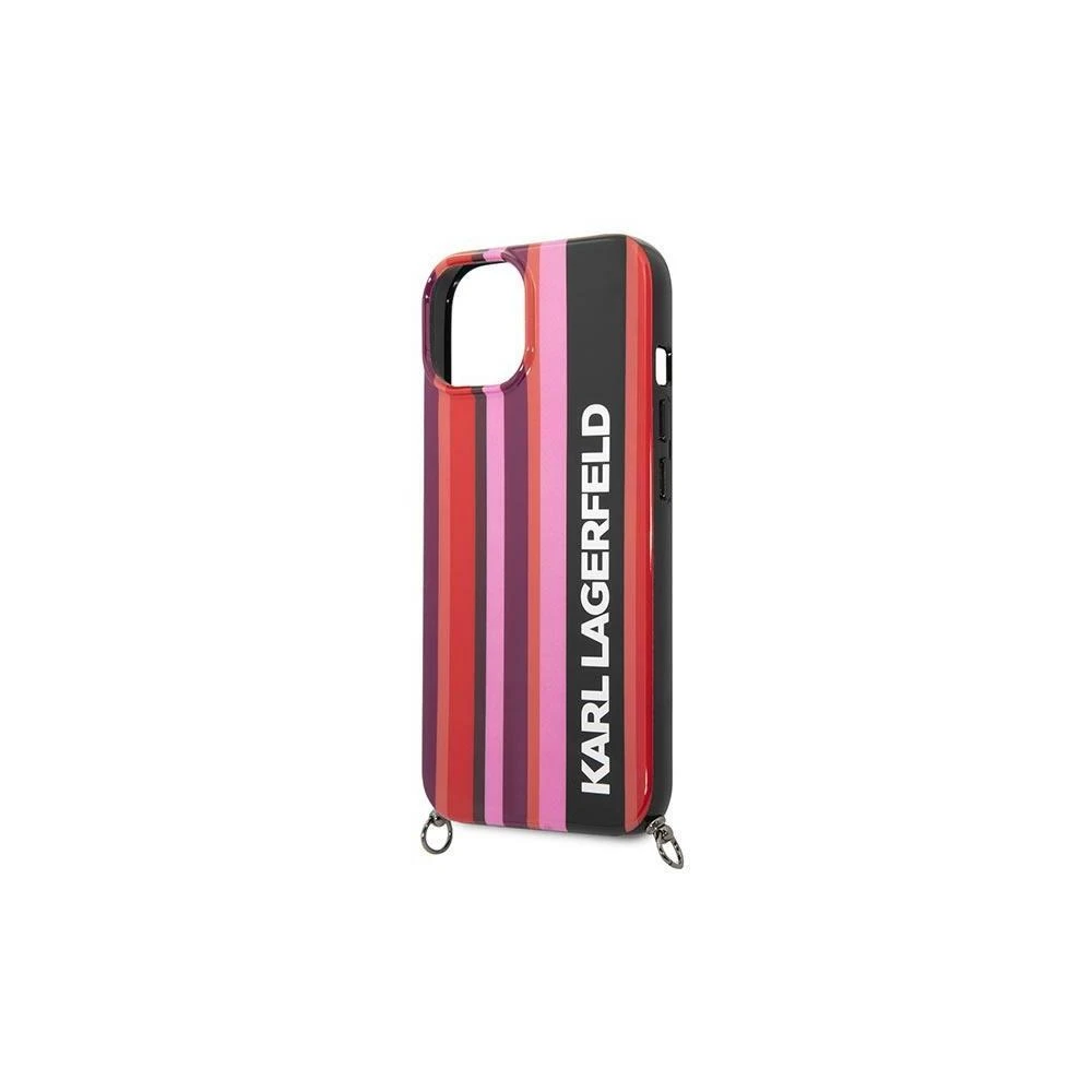 Dėklas Karl Lagerfeld Color Stripes Strap Case for iPhone 14 Plus / 15 Plus 6.7" - Rožinė