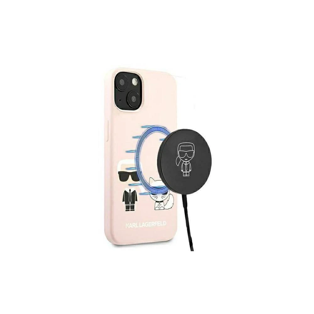 Karl Lagerfeld Slilicone Karl & Choupette Magsafe - dėklas skirtas Apple iPhone 13 Rožinė