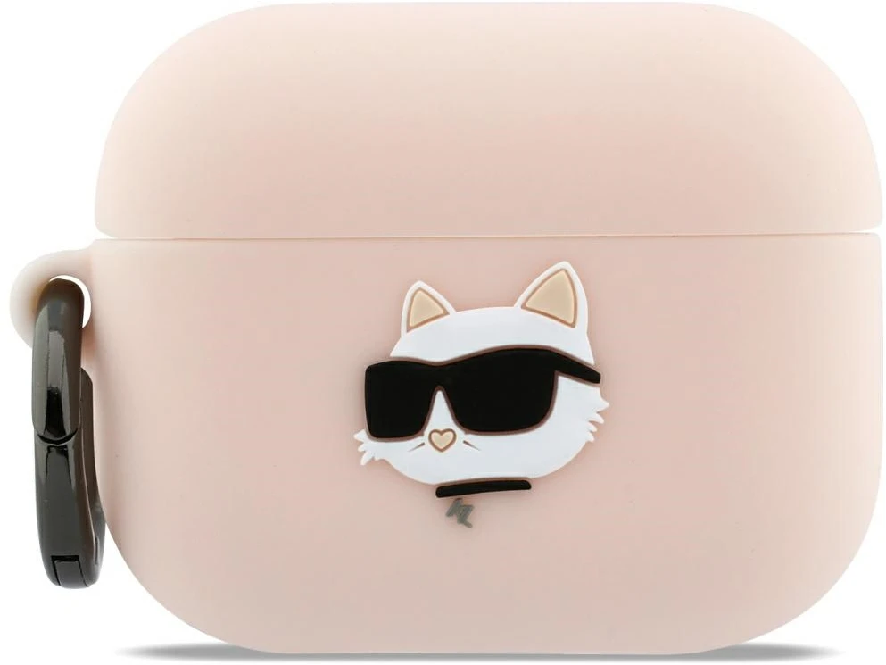 Karl Lagerfeld 3D Logo NFT Choupette Head Silicone dėklas skirtas AirPods Pro 3 Rožinė
