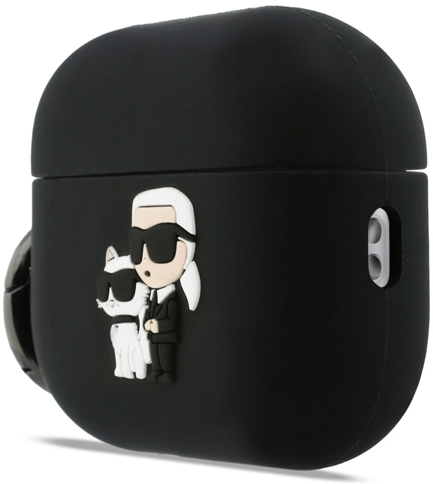 Karl Lagerfeld 3D Logo NFT Karl and Choupette Silicone dėklas skirtas AirPods Pro 3 juodos spalvos