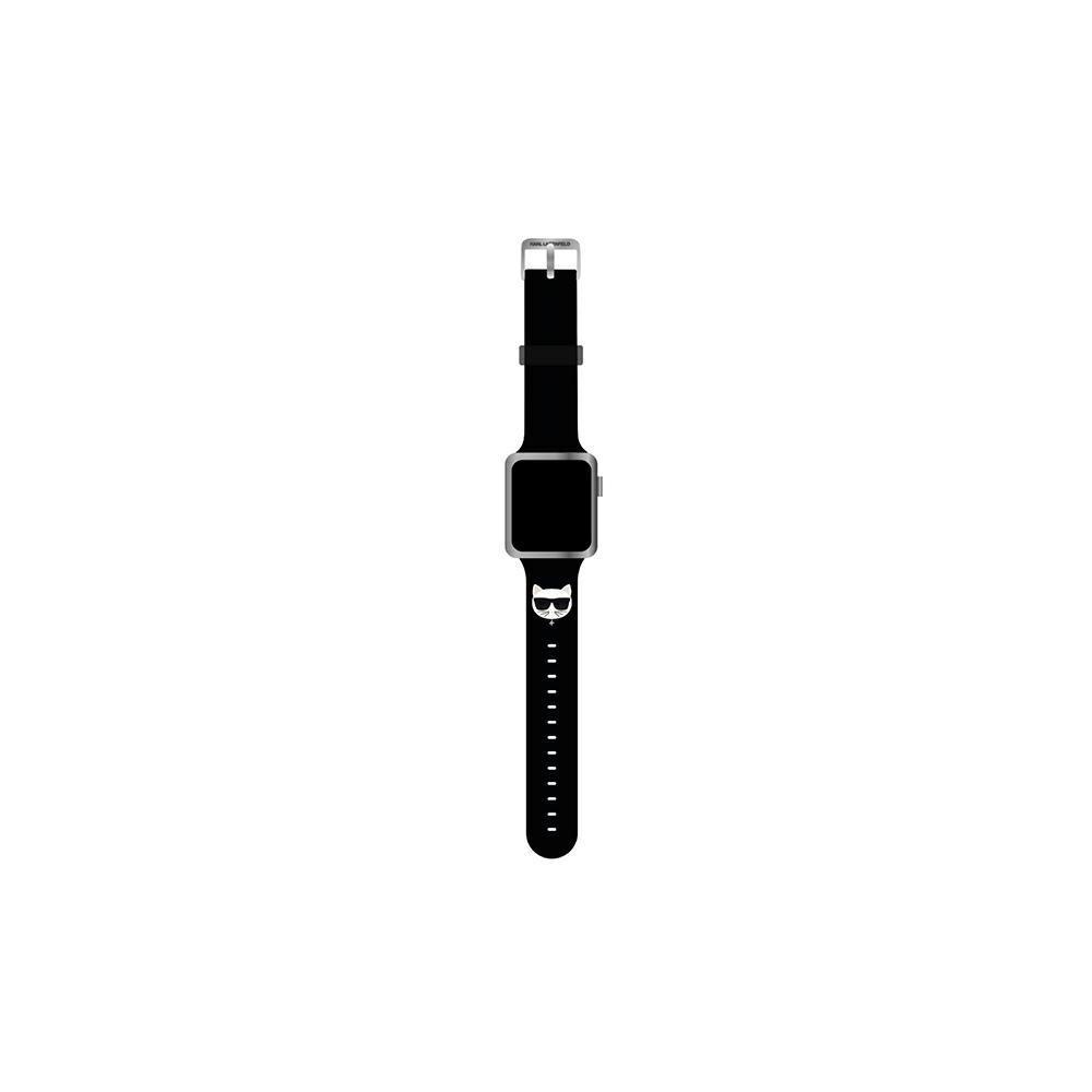 Išmaniojo laikrodžio Apple 4/5/6/7/SE Karl Lagerfel silikoninis dirželis, Juodos spalvos, 38/40/41mm