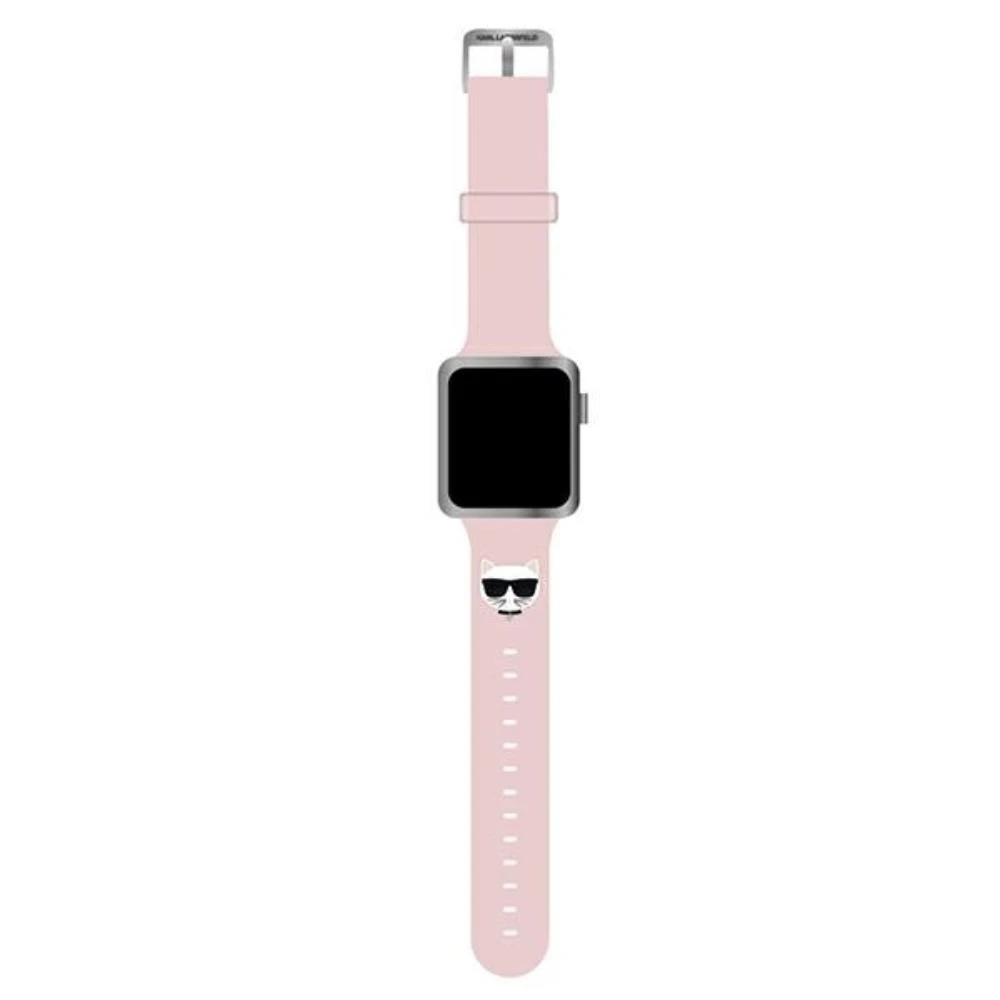 Išmaniojo laikrodžio Apple 4/5/6/7/SE Karl Lagerfel silikoninis dirželis, Rausvos spalvos, 38/40/41mm