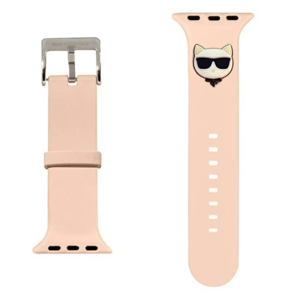 Išmaniojo laikrodžio Apple 4/5/6/7/SE Karl Lagerfel silikoninis dirželis, Rausvos spalvos, 38/40/41mm