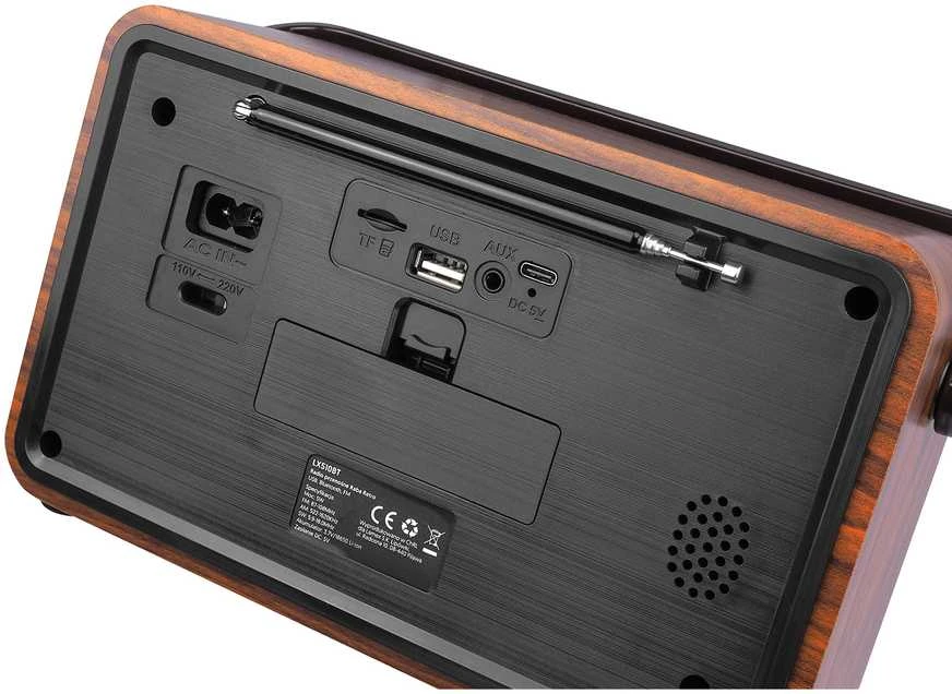 Lamex Radio . Radijas PRZENOŚNE RABA RETRO BLUETOOTH, FM, USB, SD, AUX Z PILOTEM, BRĄZOWE LX510BTB