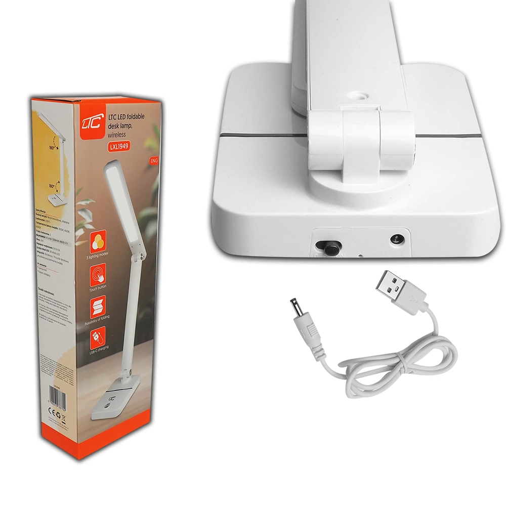Lamex LED desk Lamp 3W, 3000/4500/6000K, adjustable, 1200mAh, baltas, LTC