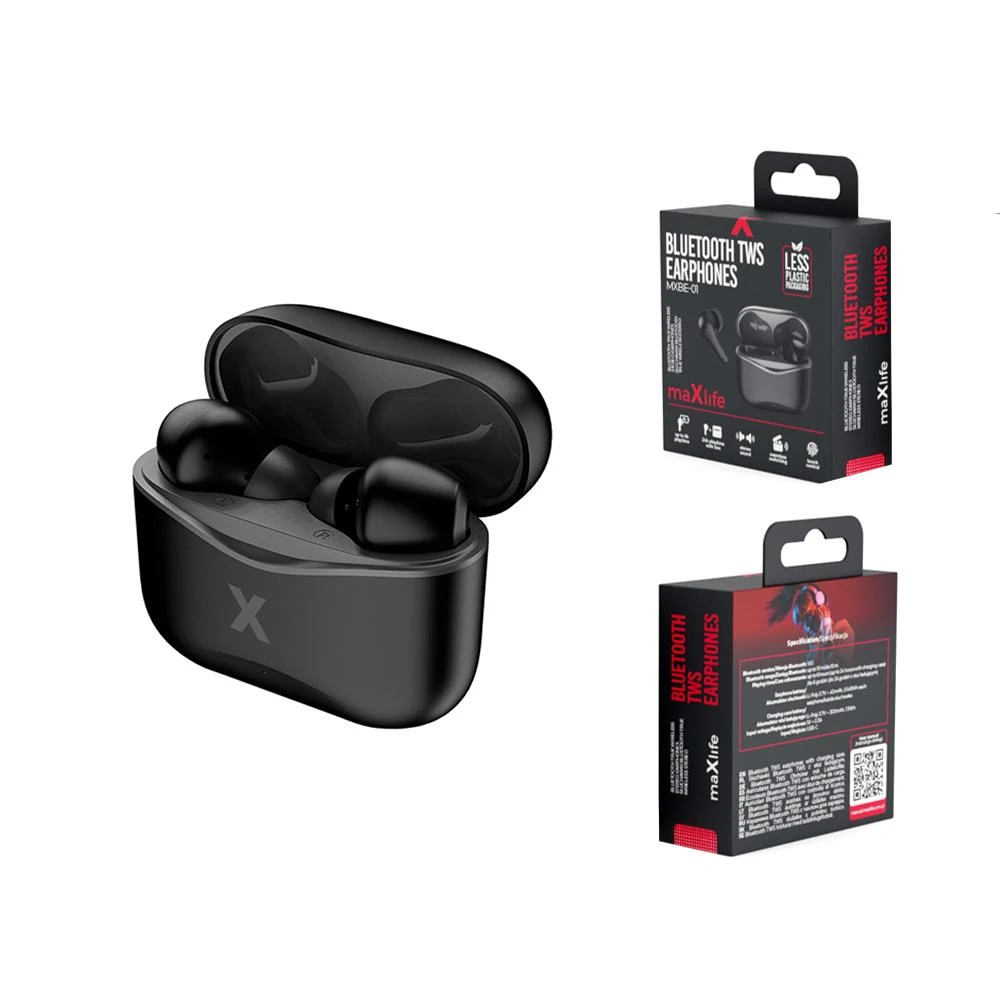 Maxlife BT ausinės TWS MXBE-01 juodos