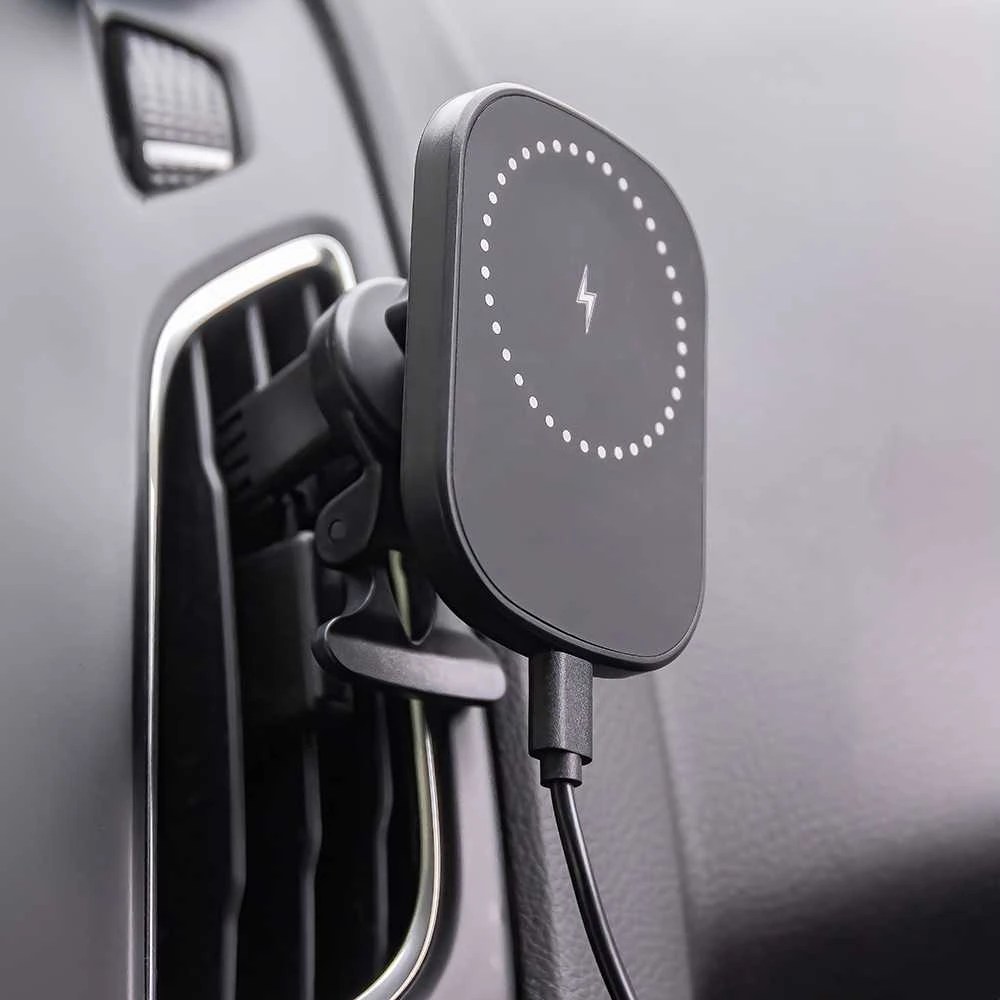 Maxlife automobilinis laikiklis ventiliacijos grotelėms MXCH-16 magnetinis su belaidžiu įkrovimu juodas 15W