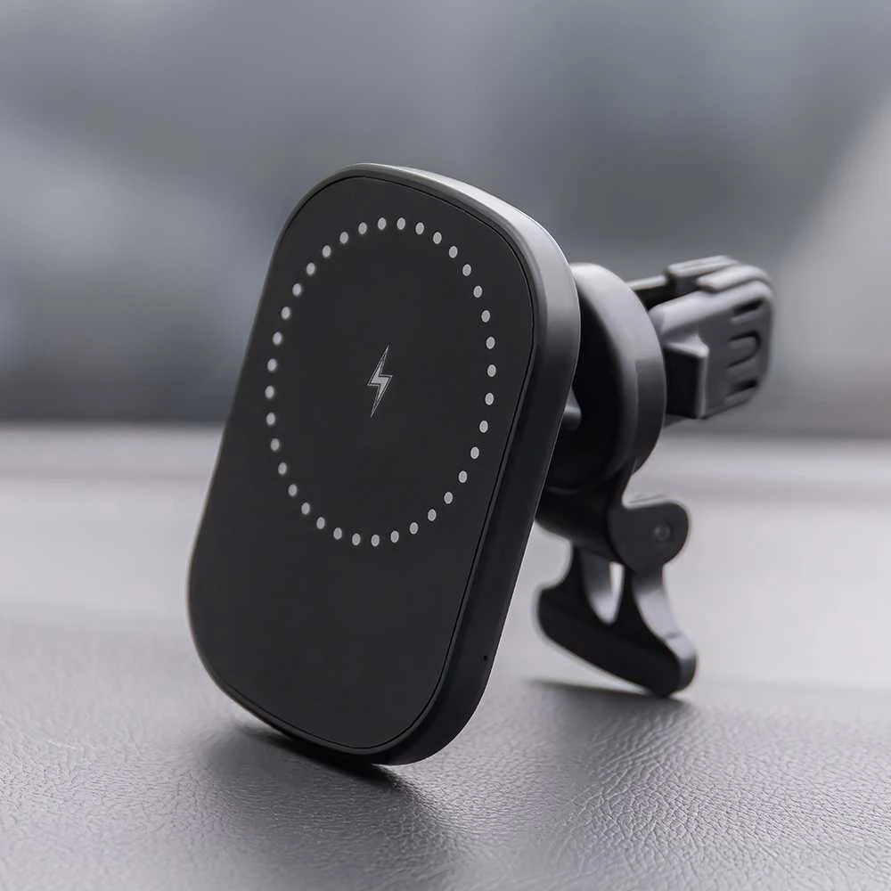 Maxlife automobilinis laikiklis ventiliacijos grotelėms MXCH-16 magnetinis su belaidžiu įkrovimu juodas 15W
