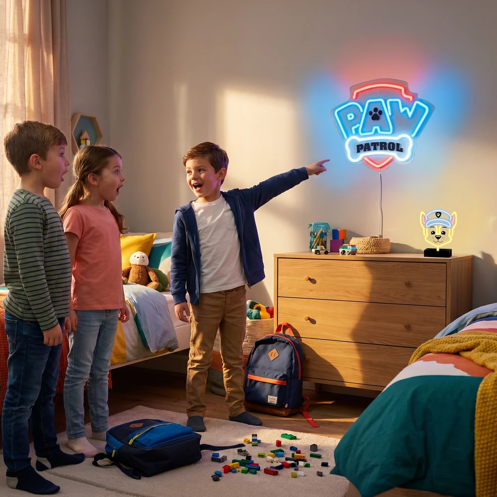 Pakabinamas šviestuvas Plastrol Pakabinamas neoninis LED šviestuvas "Paw Patrol" ant stiklo - logotipas OW-130146