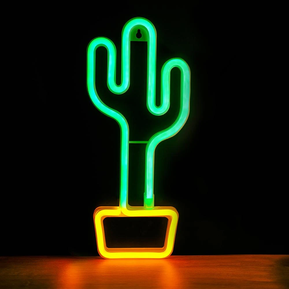 Neoninis LED šviestuvas KAKTUSAS oranžinis žalias Šikšnosparnis + USB FLNE02 Forever Light