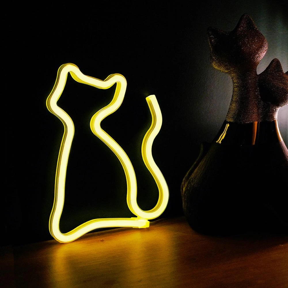 Neoninis LED šviestuvas CAT šiltai balta Bat + USB FLNE03 Forever Light