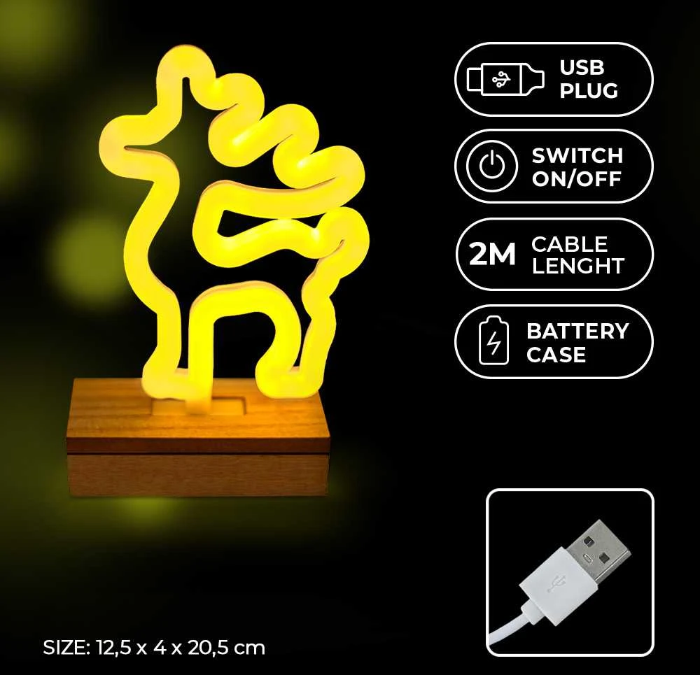 TelForceone Forever LED NEON kalėdinė dekoracija ELNIAS, šiltai balta, 5V USB / 3xAA