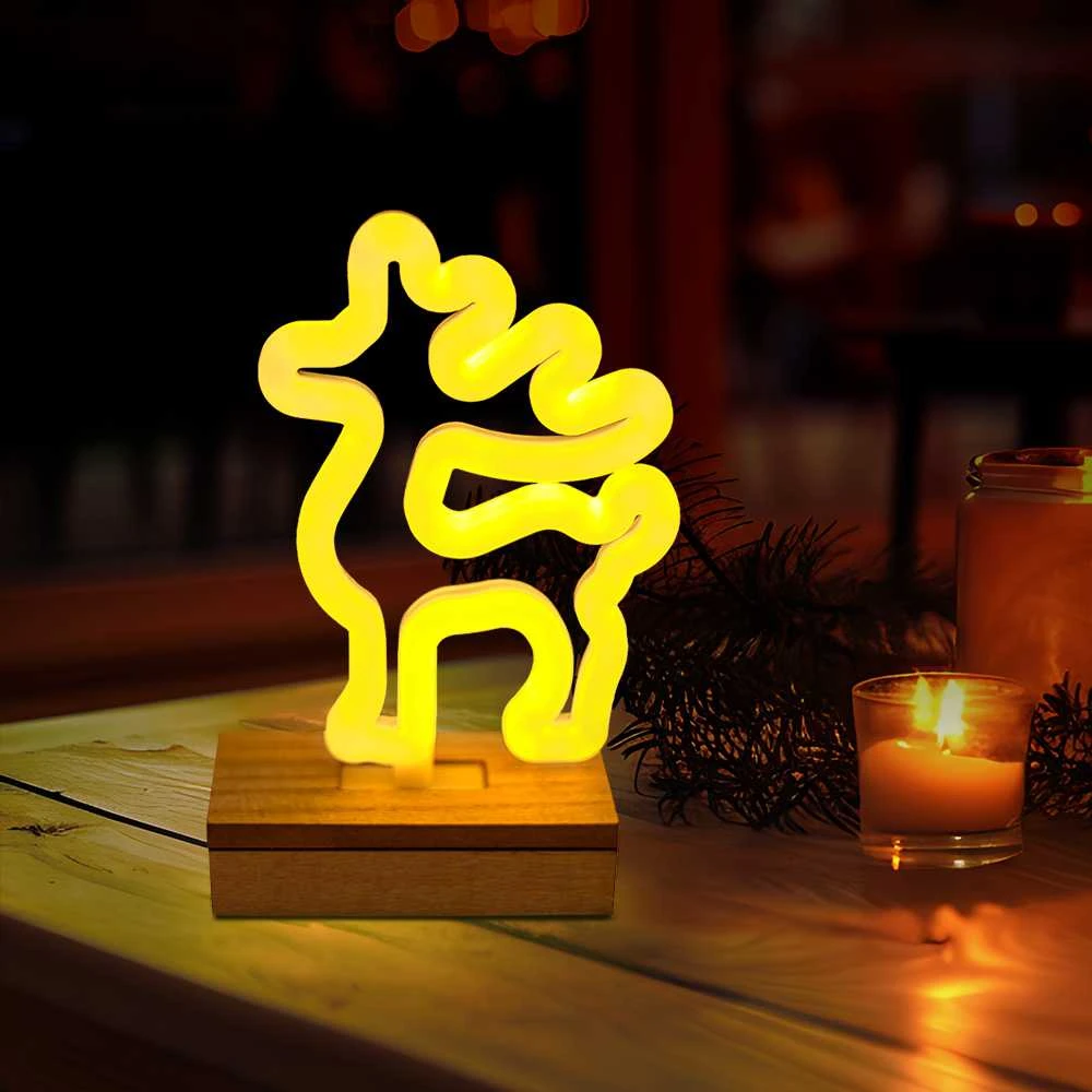 TelForceone Forever LED NEON kalėdinė dekoracija ELNIAS, šiltai balta, 5V USB / 3xAA