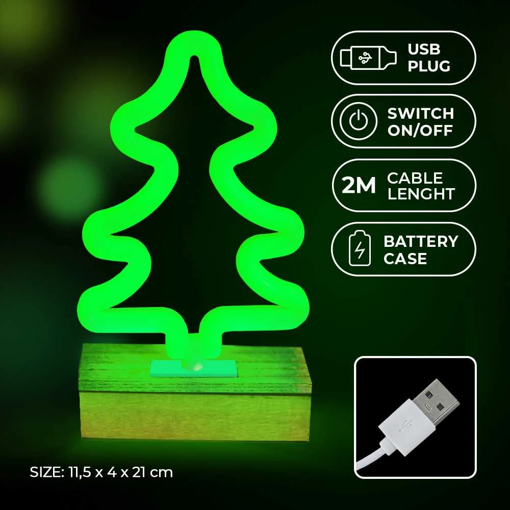 TelForceone Neon Wood Stand LED Kalėdų Eglutė žalia FLNW03 Forever Light