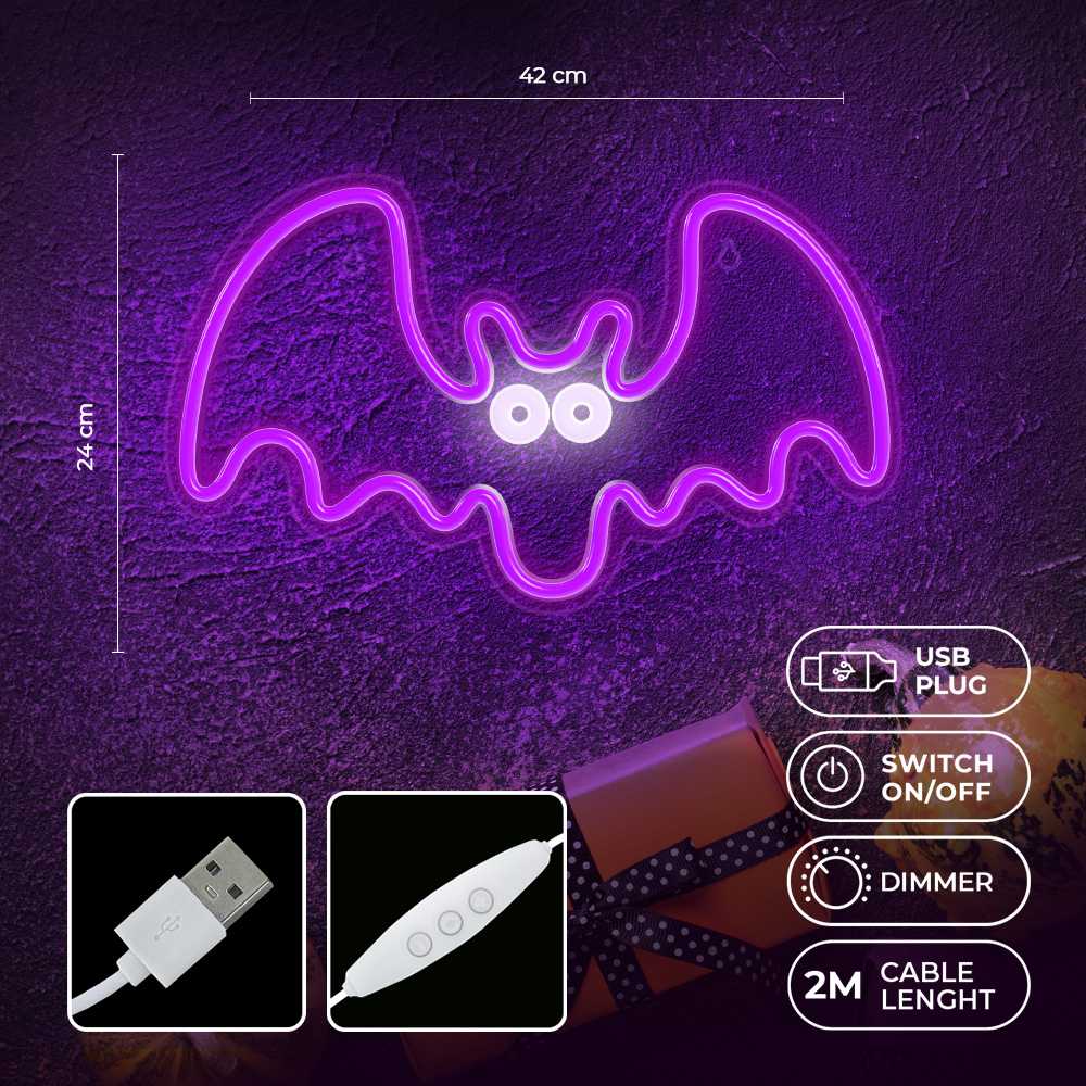 TelForceone Neoninis PLEXI LED FLYING BAT violetinės spalvos inis FPNE11"Forever" šviesiai