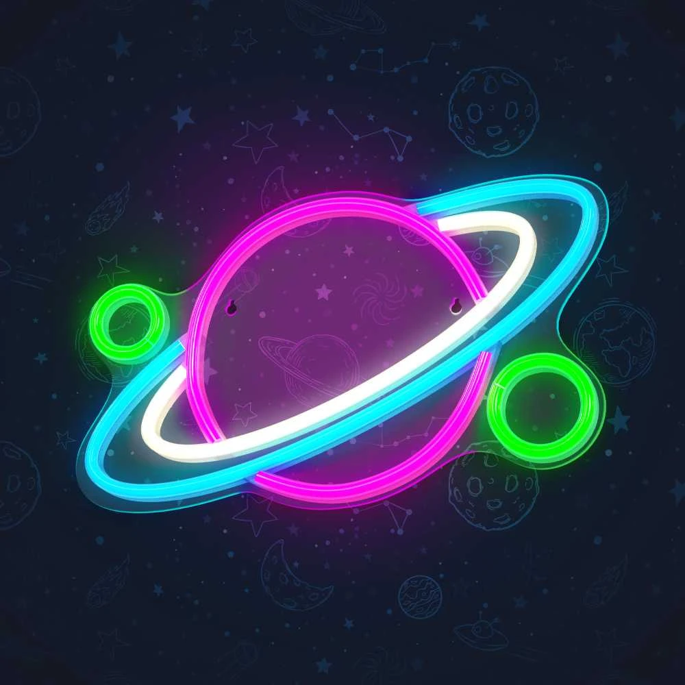 TelForceone Neoninis PLEXI LED PLANET daugiaspalvis FPNE05X"Forever" šviesiai