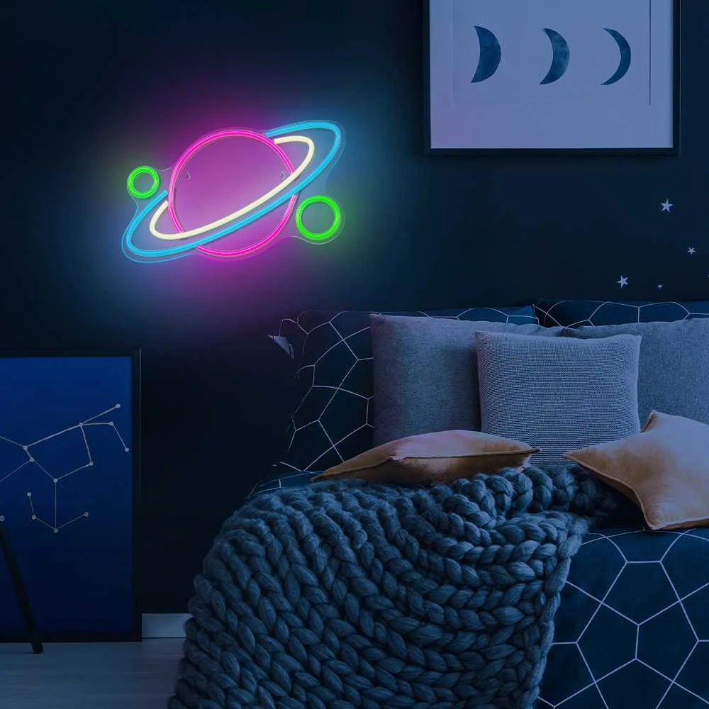 TelForceone Neoninis PLEXI LED PLANET daugiaspalvis FPNE05X"Forever" šviesiai