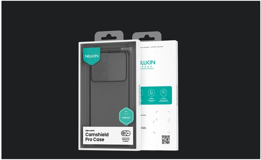 Dėklas Nillkin CamShield PRO Hard Case skirtas Samsung Galaxy A37 skaidrus juodos spalvos