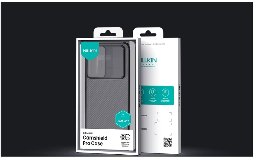 Nillkin CamShield PRO Hard dėklas skirtas Samsung Galaxy A57 skaidrus juodos spalvos