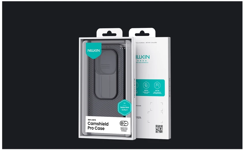 Nillkin CamShield PRO Hard dėklas skirtas Xiaomi Redmi Note 15 Pro+ 5G Transparent Juodas